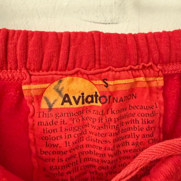 Aviator Nation Lightning Bolt Sweatpants Red Joggers USA Made Small - Picture 3 of 4